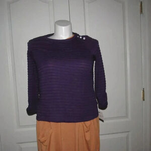 NWT LIZ CLAIBORNE Long Sleeve Crew Neck Purple Sweater Size PM (Petite Medium)